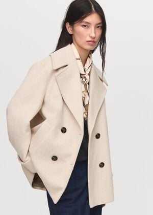 Double-breasted wool-blend coat
