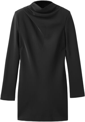 Long-sleeved dress with draped neck