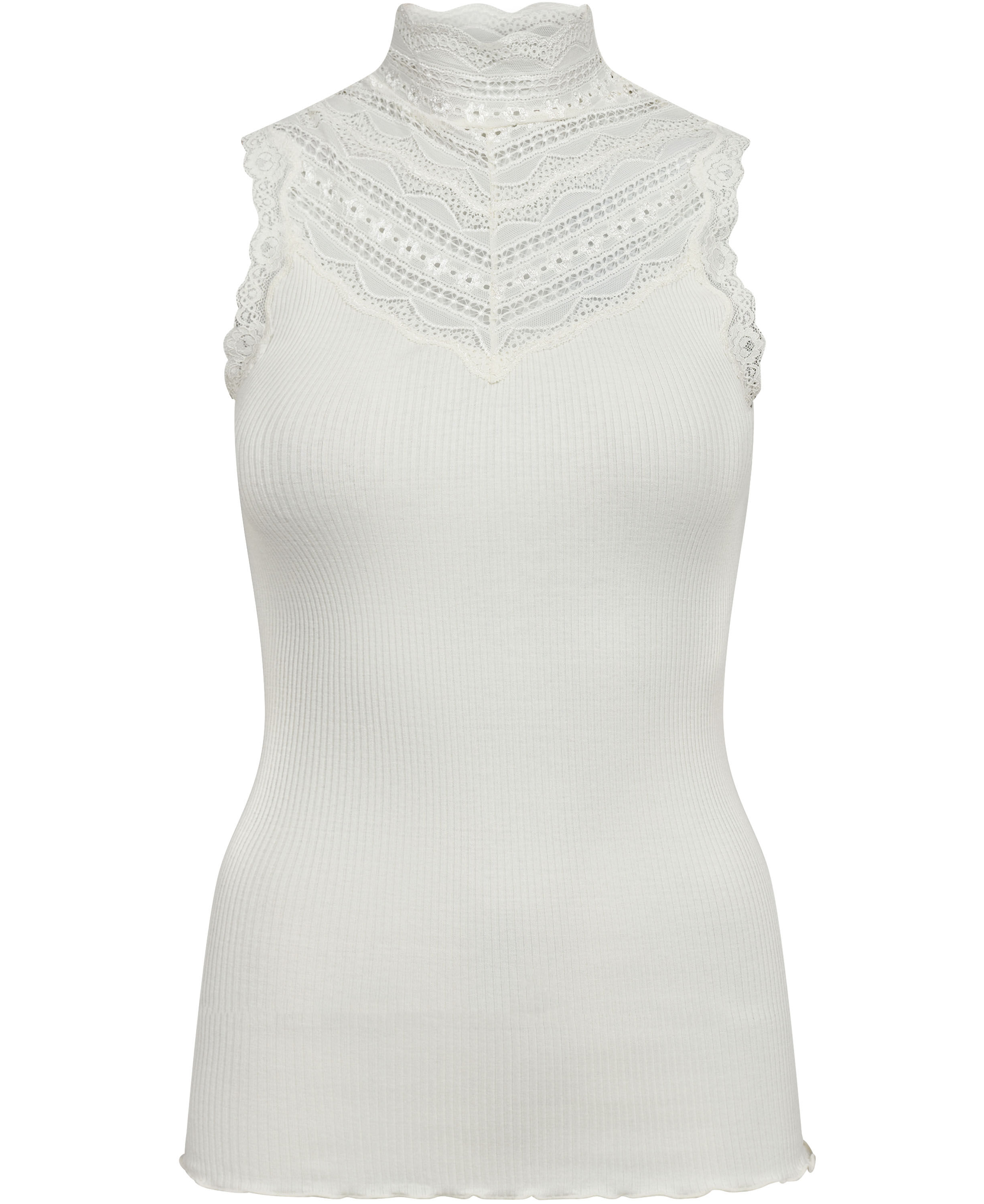 RWBenita Silk SL Turtleneck Lace Top