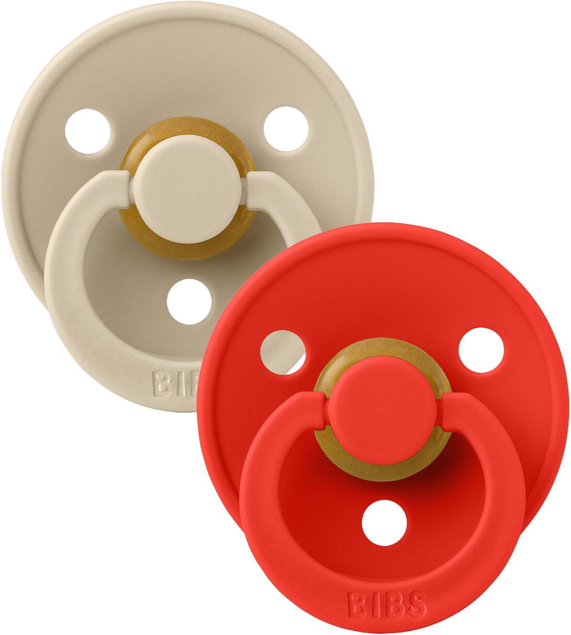 BIBS Pacifier Colour 2 PACK Latex Size 2 Vanilla/Candy Apple