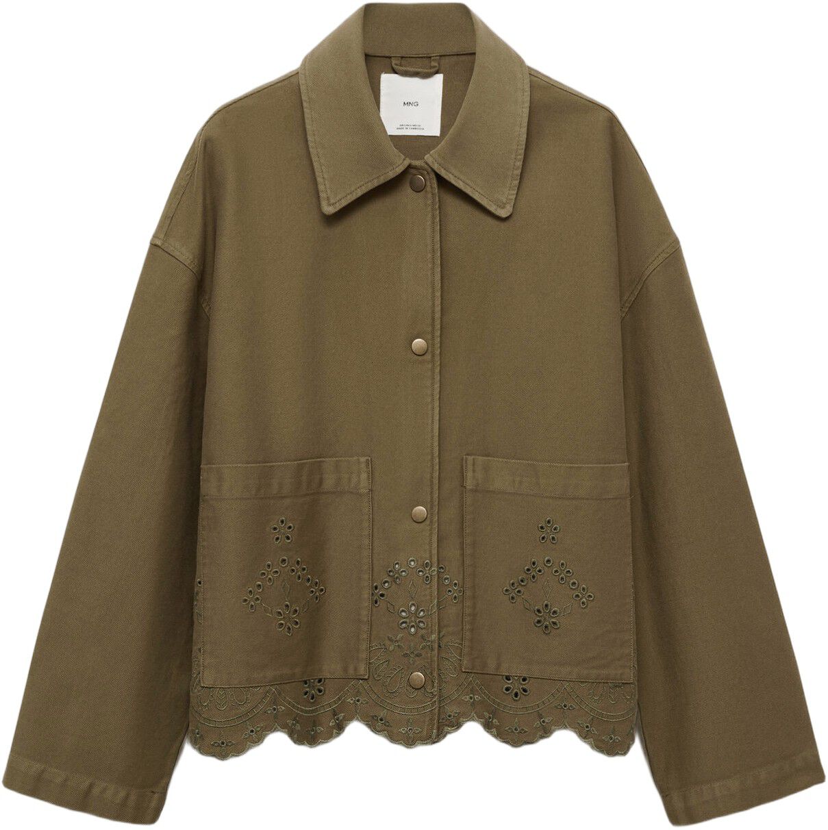 Cotton overshirt with openwork deta