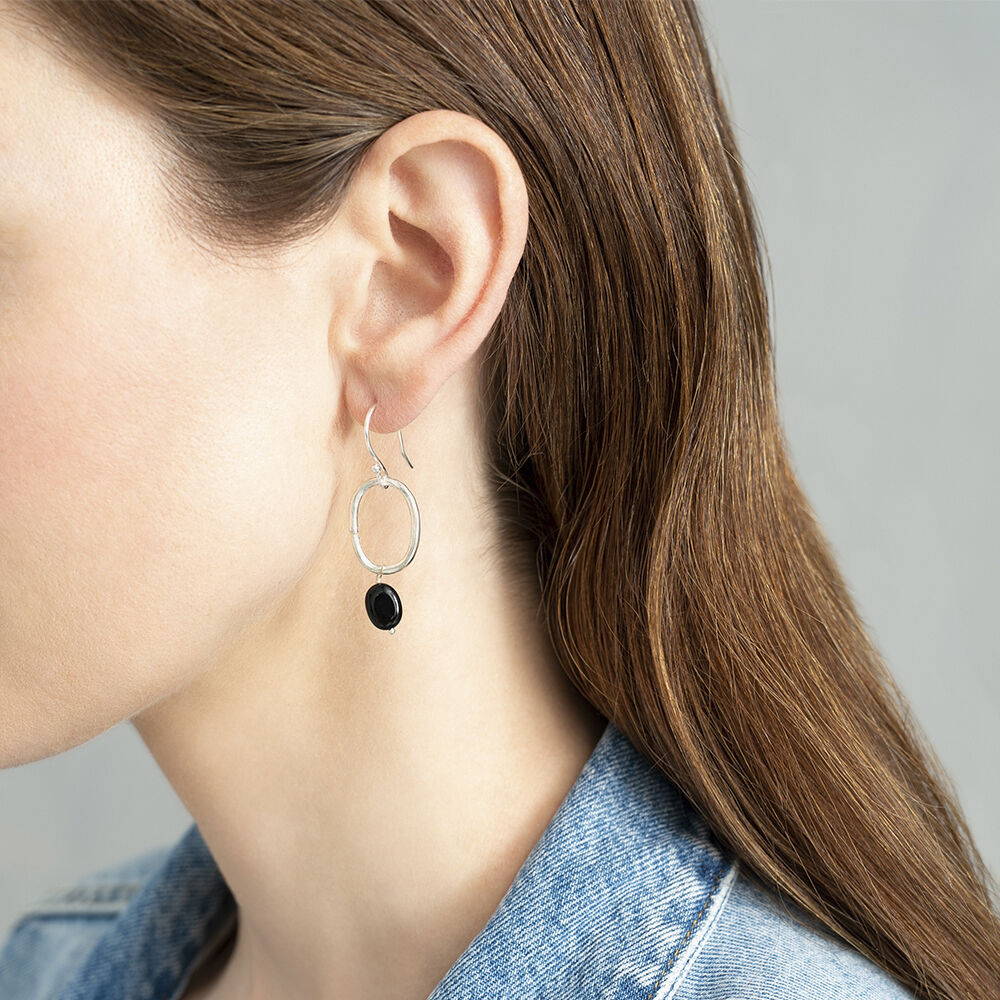Graceful Black Onyx SP Earrings