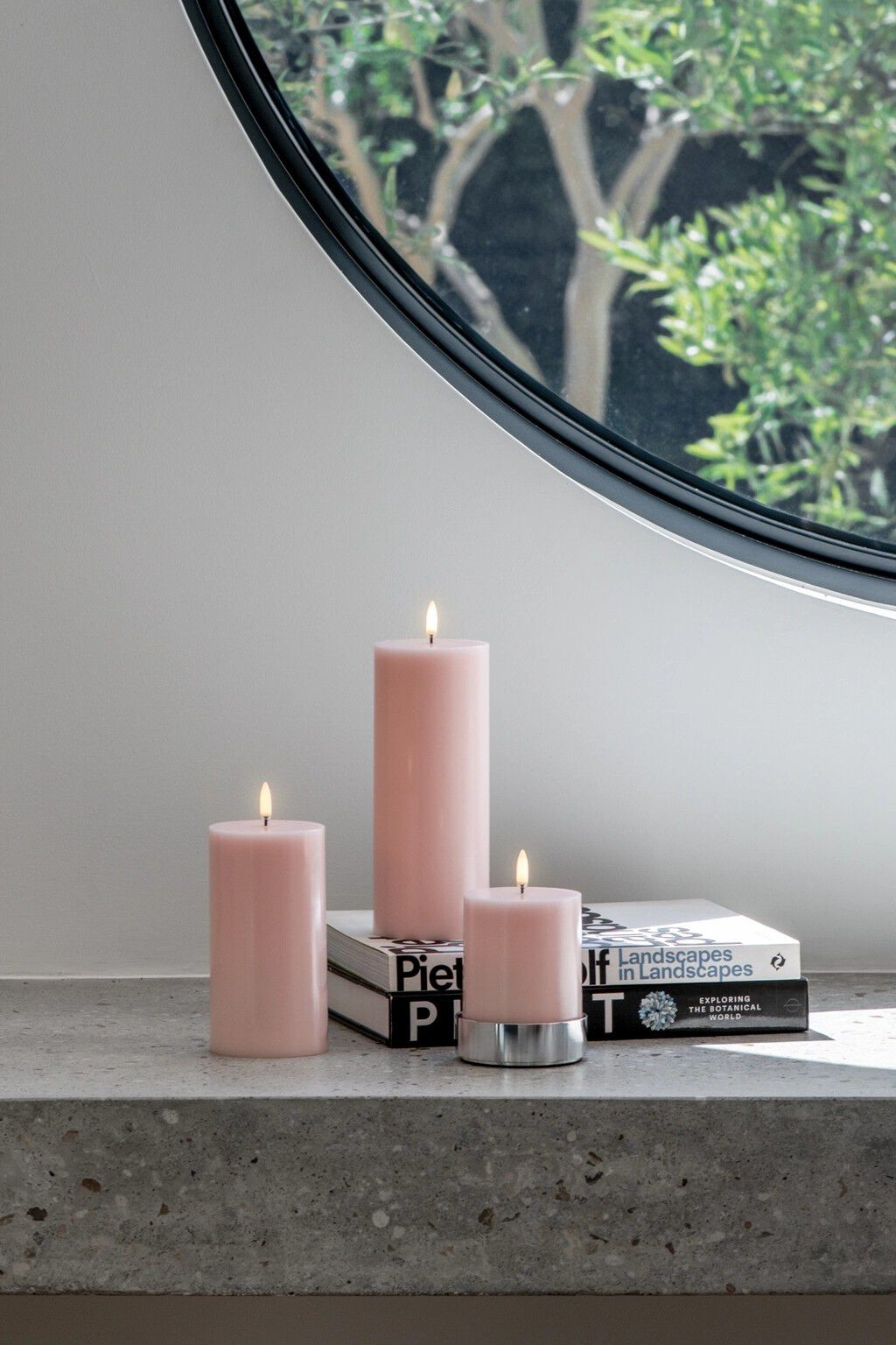 LED pillar candle, Rose powder, Smooth, 7,8x15 cm