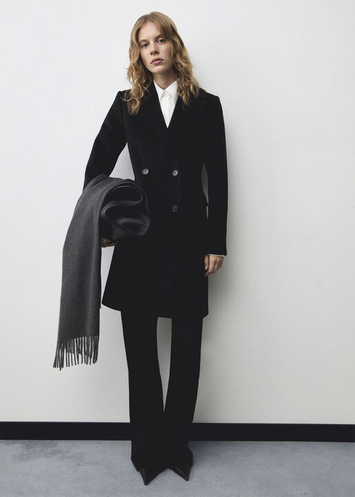 Double-breasted wool coat