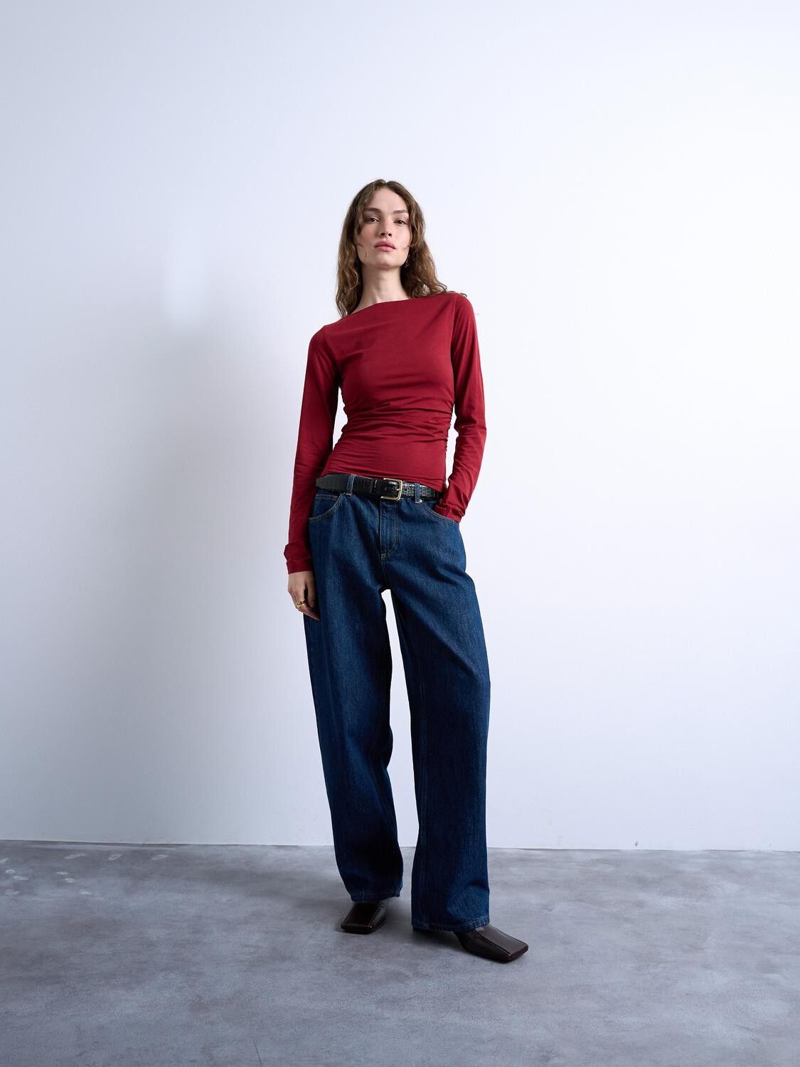 TSMINNA LS RUCHED TOP JSR - COTTON