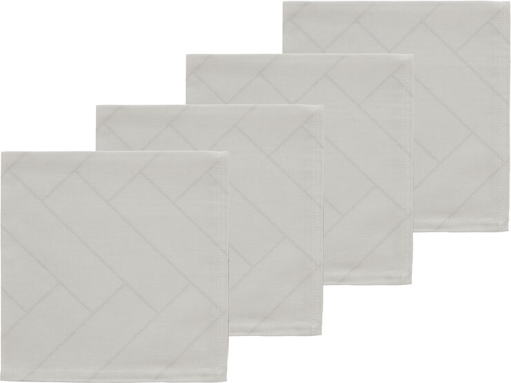 Stofservietter Tiles Light grey 4 stk.