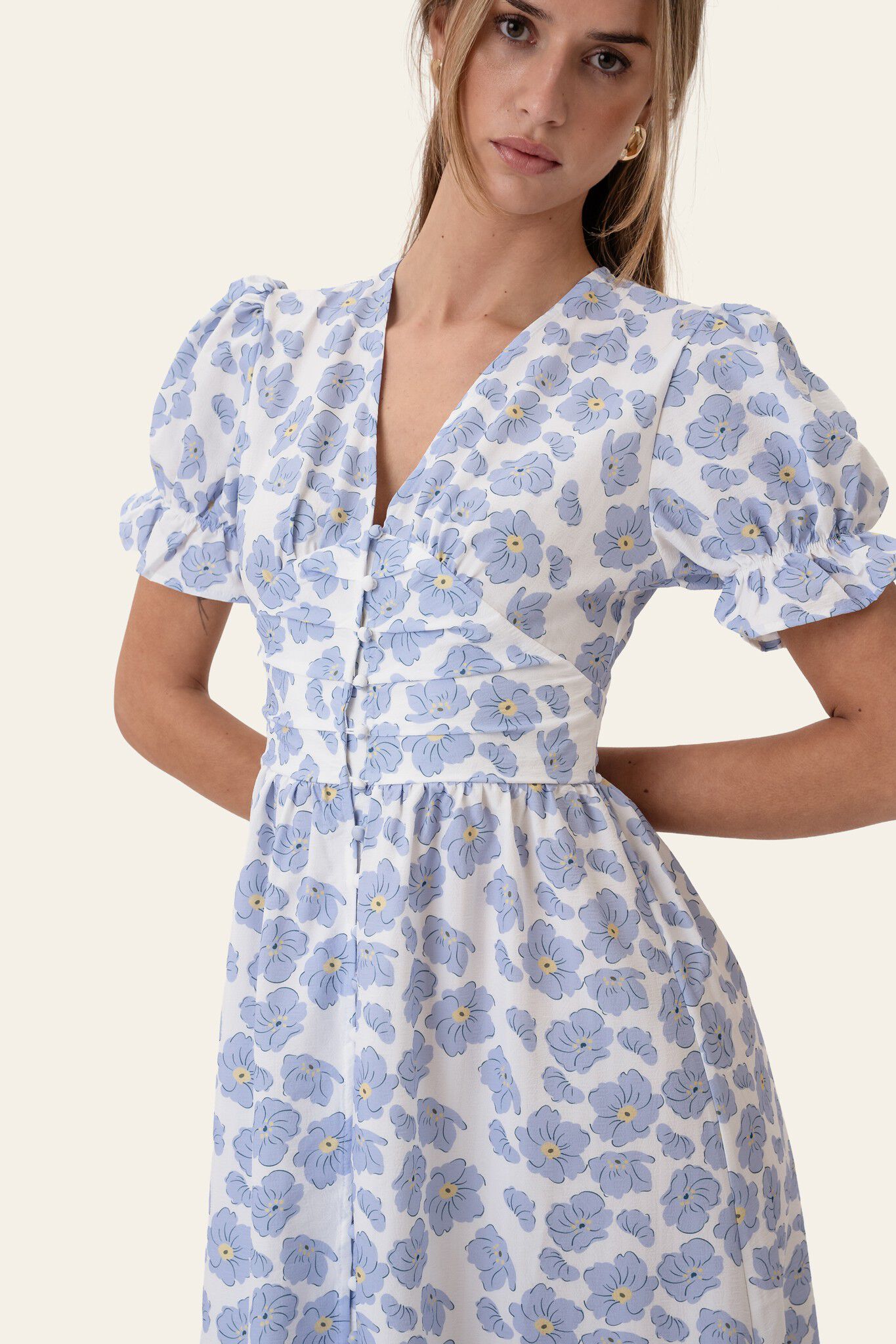 AdelIC Long SS Dress - Blue Dazzlin