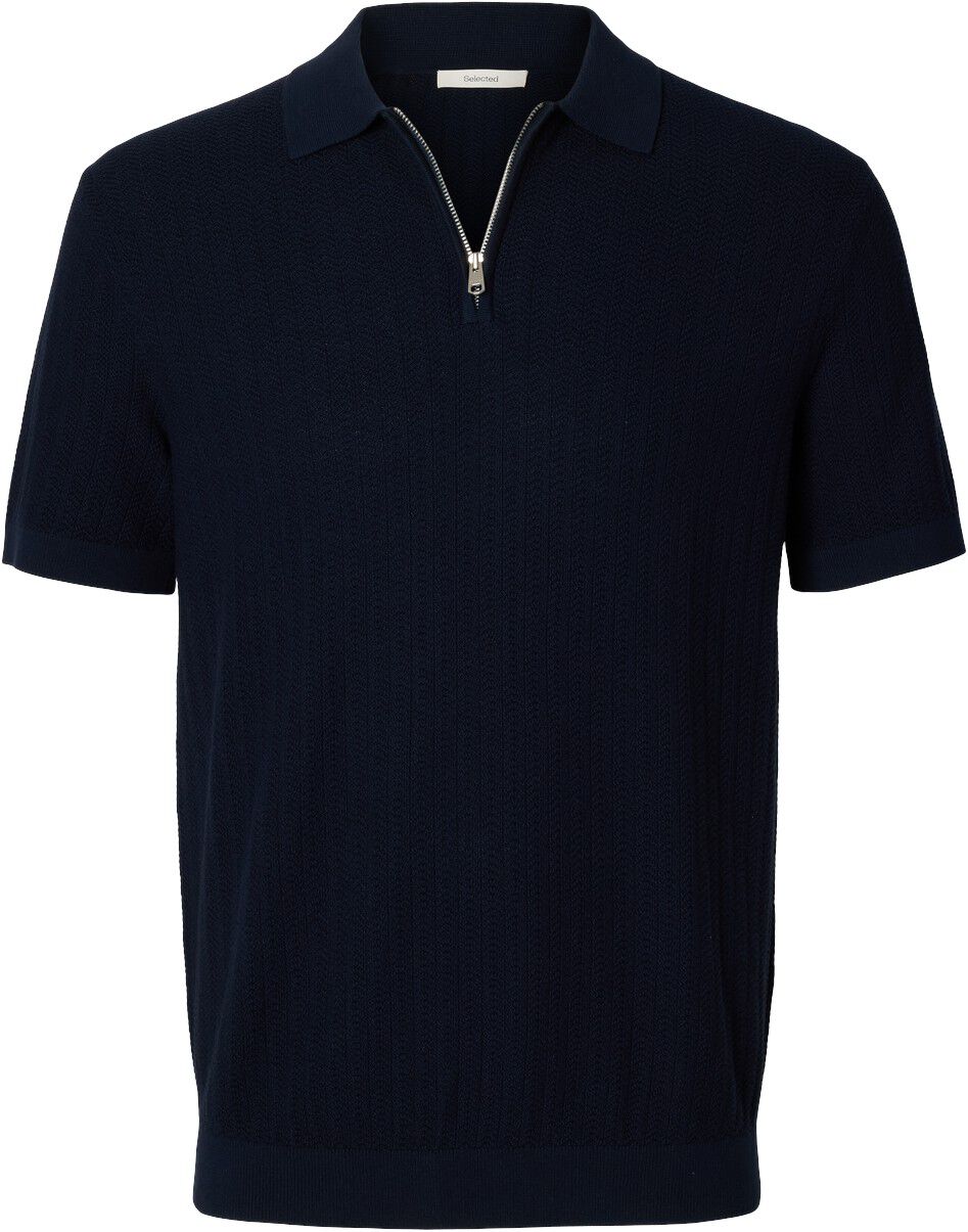 SLHCRAN SS KNIT STRUCTURE ZIP POLO