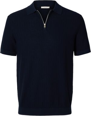 SLHCRAN SS KNIT STRUCTURE ZIP POLO
