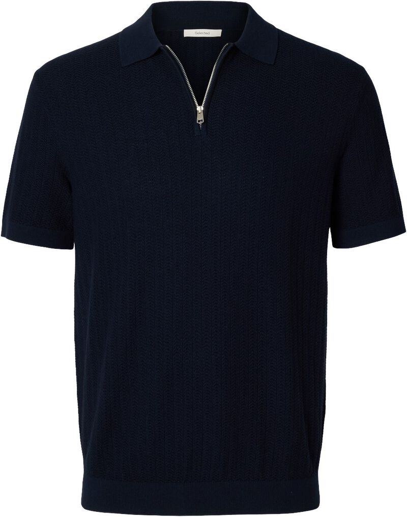 Slhcran Ss Knit Structure Zip Polo