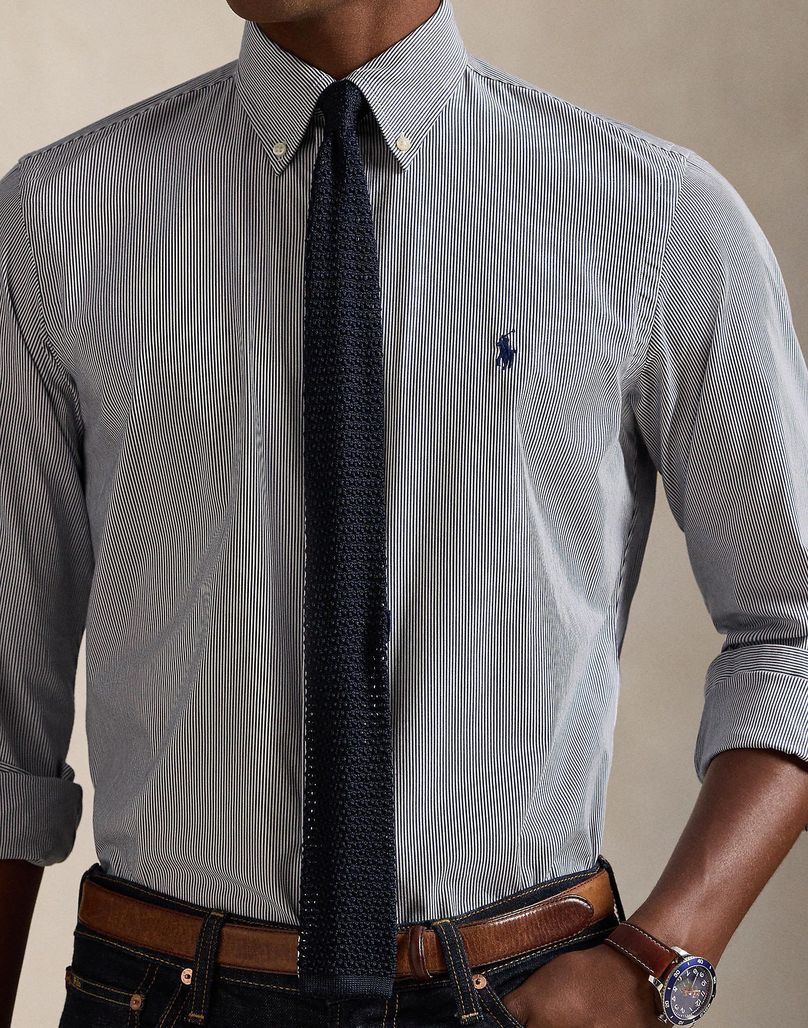 Slim Fit Striped Stretch Poplin Shirt