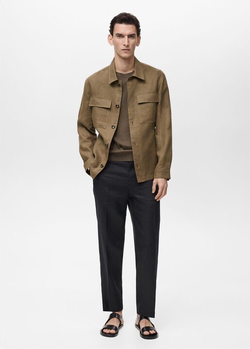 100% linen overshirt with pockets