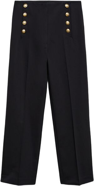 Straight trousers with jewel button