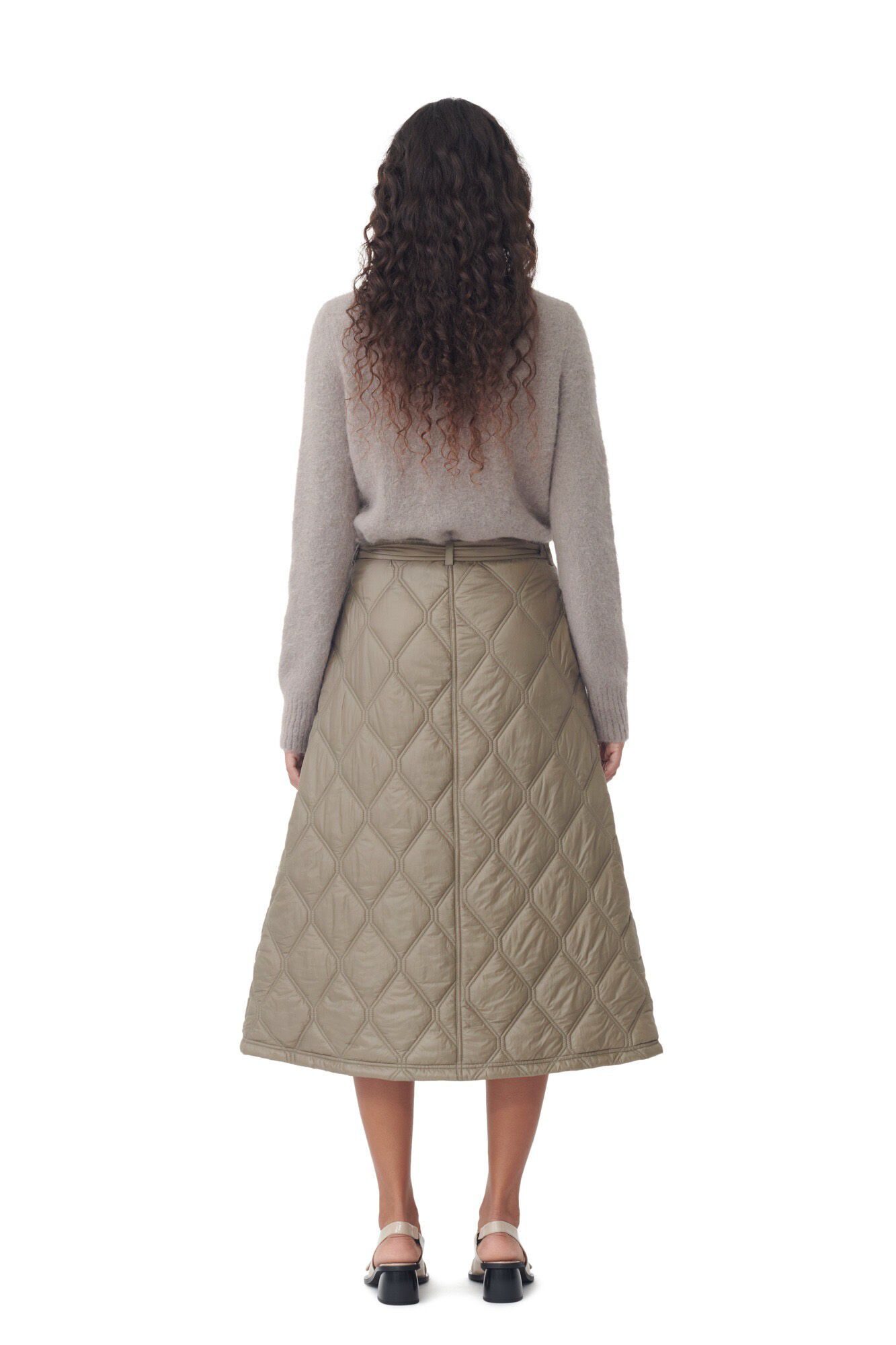 Shiny Quilt Midi Skirt