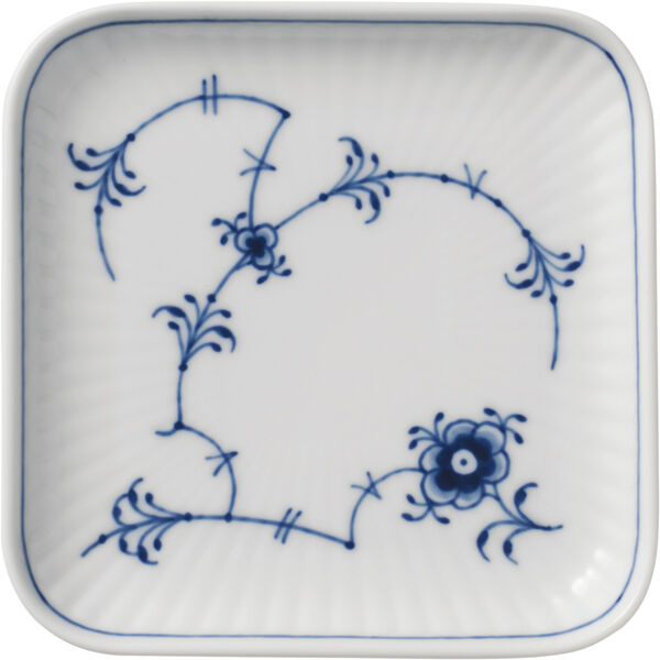 Blue Fluted Plain Plate Square 10cm