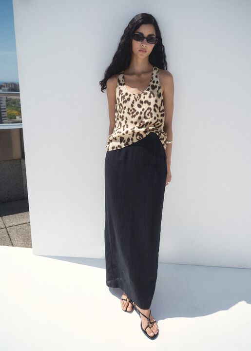 Animal print fluid top