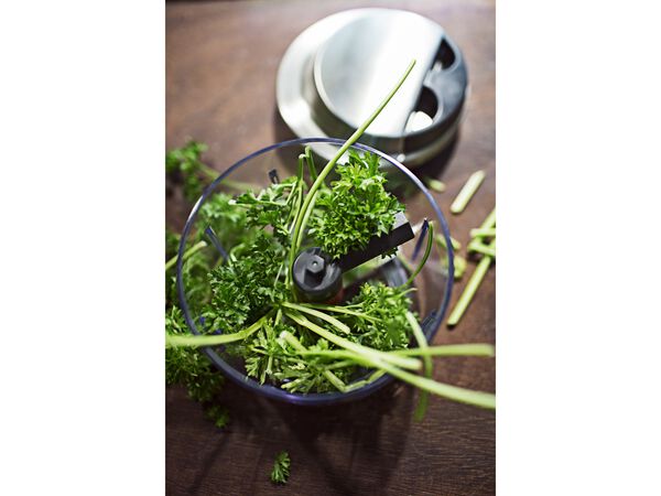 Minihakker med låg 0,6 liter 13 x 12 cm Klar/Stål/Sort