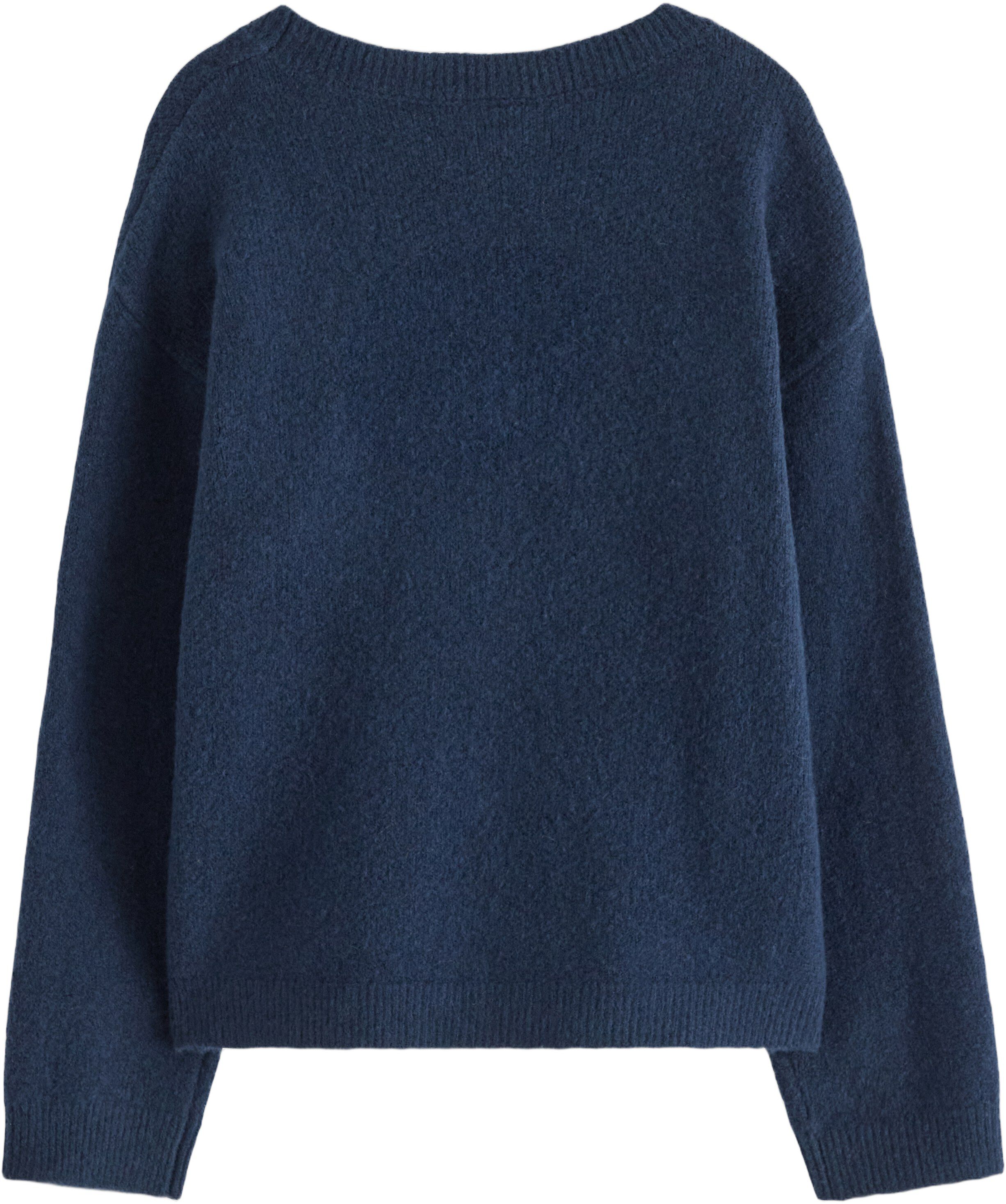 Strikket cardigan i bl&oslash;d bomuldsbla