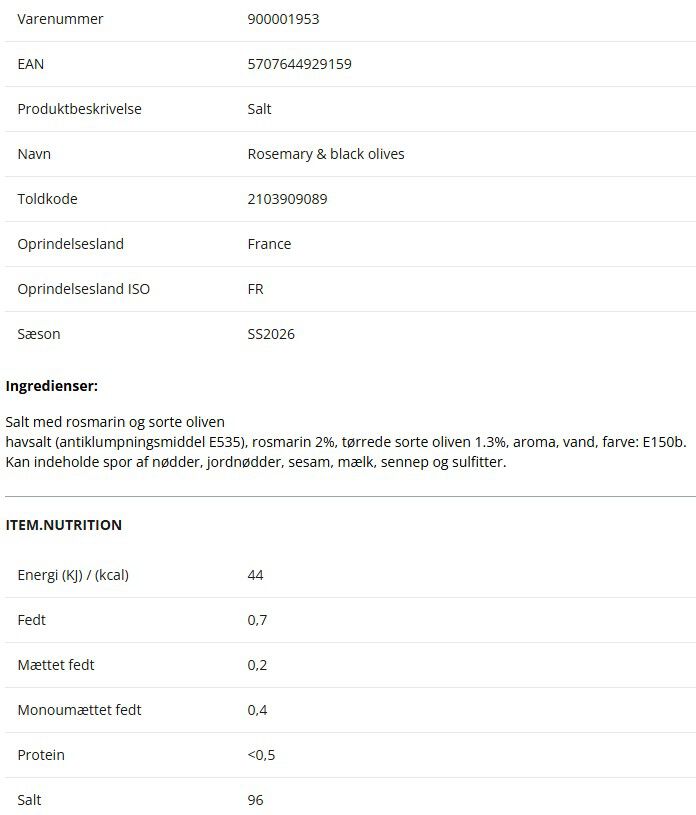 Salt, Rosemary & black olives, 310 g