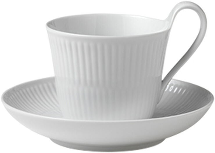 White Fluted Cup and Saucer 24cl