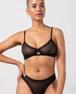 Mesh Lace Cut-Out Triangle Bralette