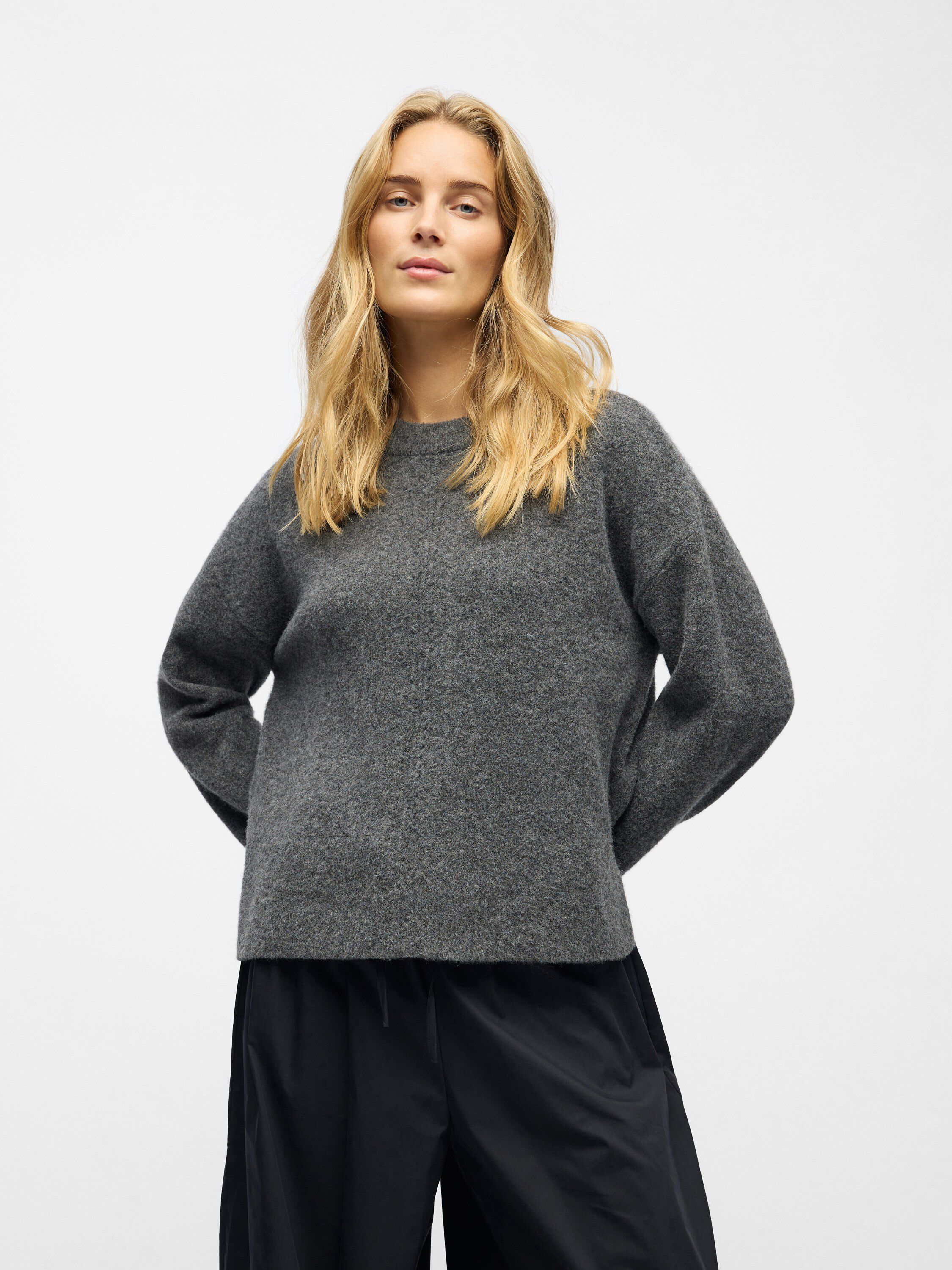 OBJJUNO L/S LO O-NECK KNIT NOOS