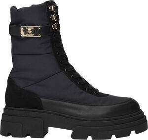 BIKER LEATHER MIX LACE-UP