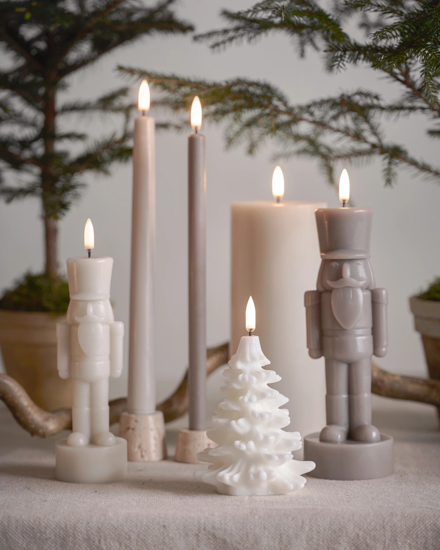 LED candle, Nutcracker, Sandstone, Smooth, 6x16,5 cm