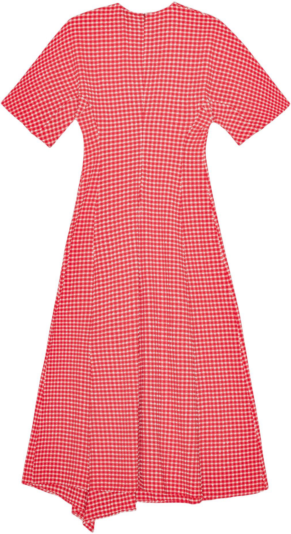 Stretch Seersucker Slit Long Dress