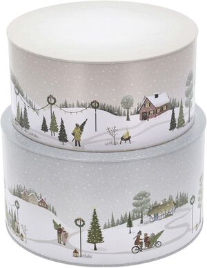 Kagedåsesæt Vinter 22x12/20x10 cm Arctic Ice/Woodrose Metal