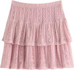 Comfortable skirt with lace and flo