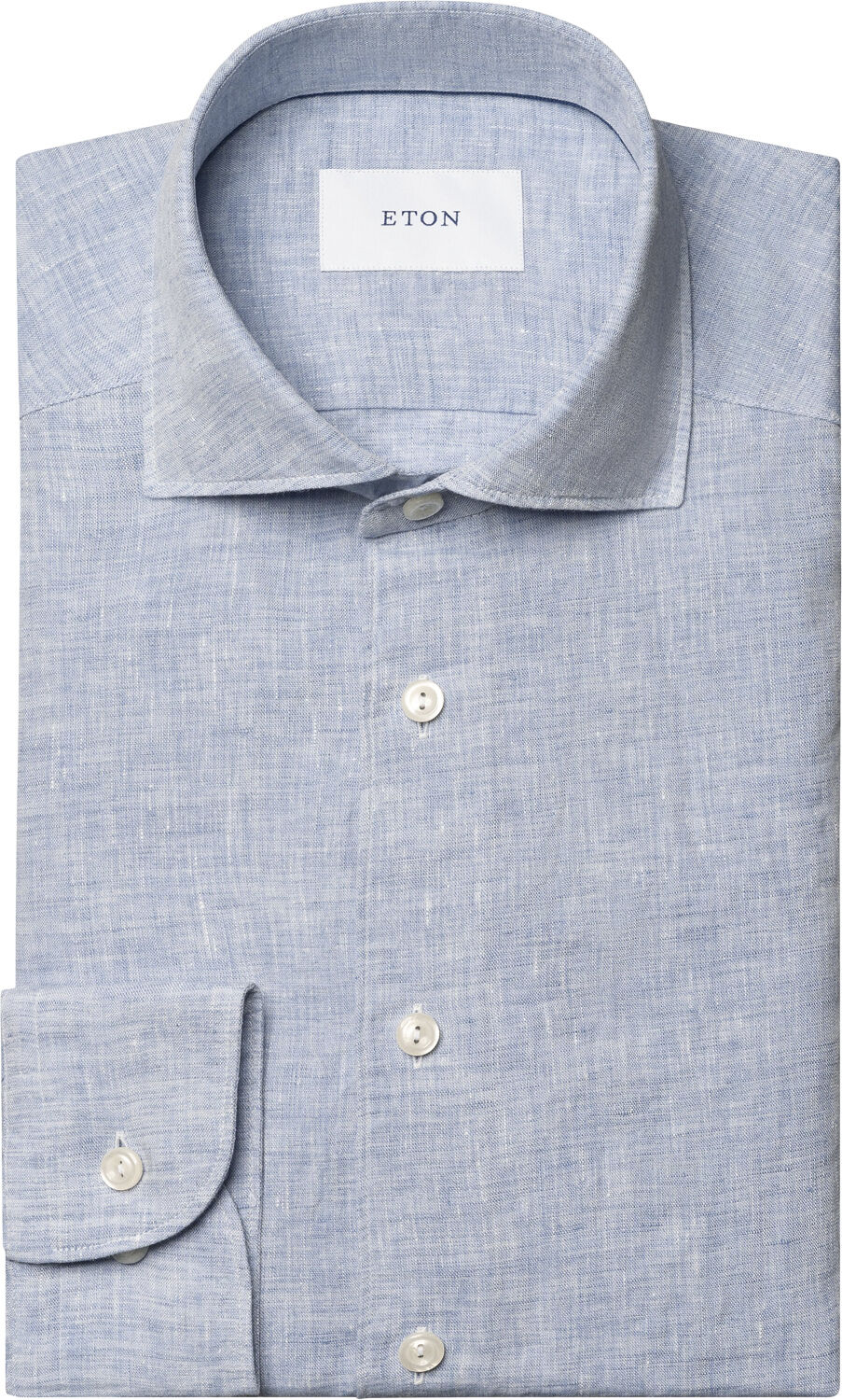 Contemporary Fit Light blue Solid Plain Weave Linen Shirt