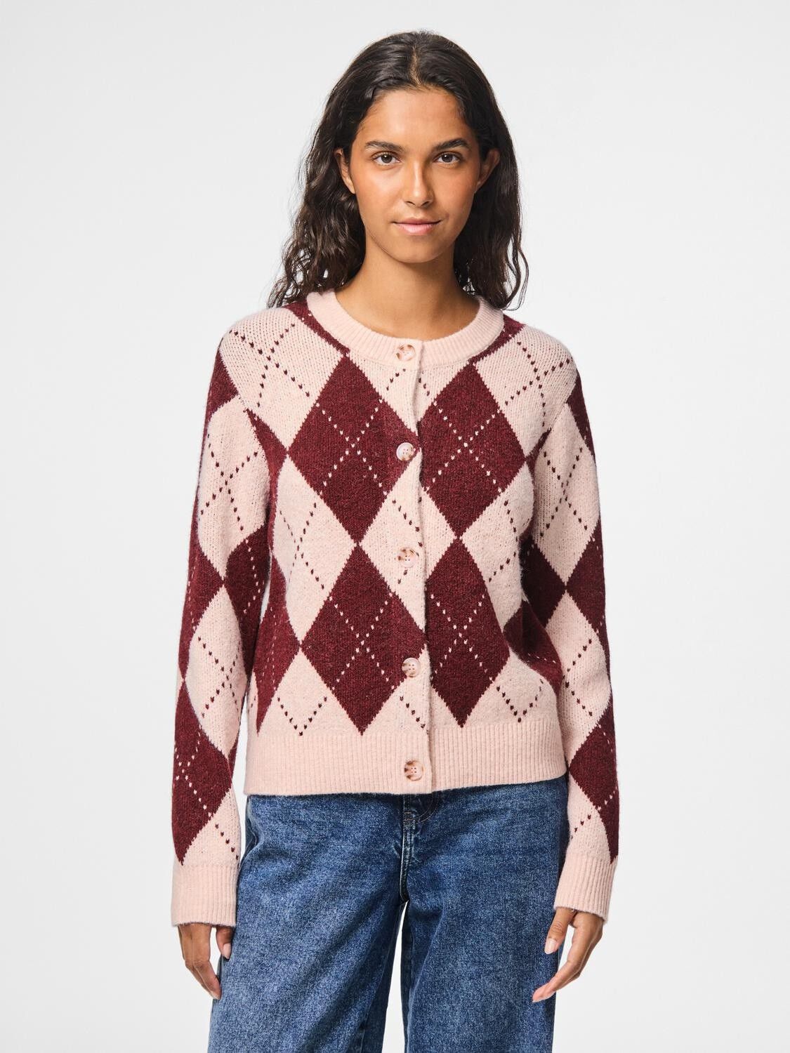 PCNYSA LS HARLEQUIN KNIT CARDIGAN D