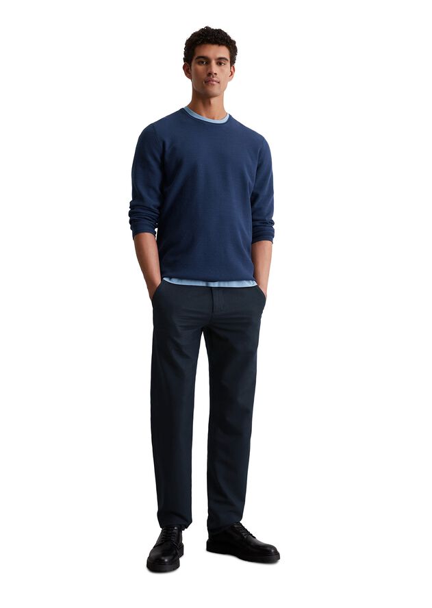Crewneck, cotton slub, piqué struct