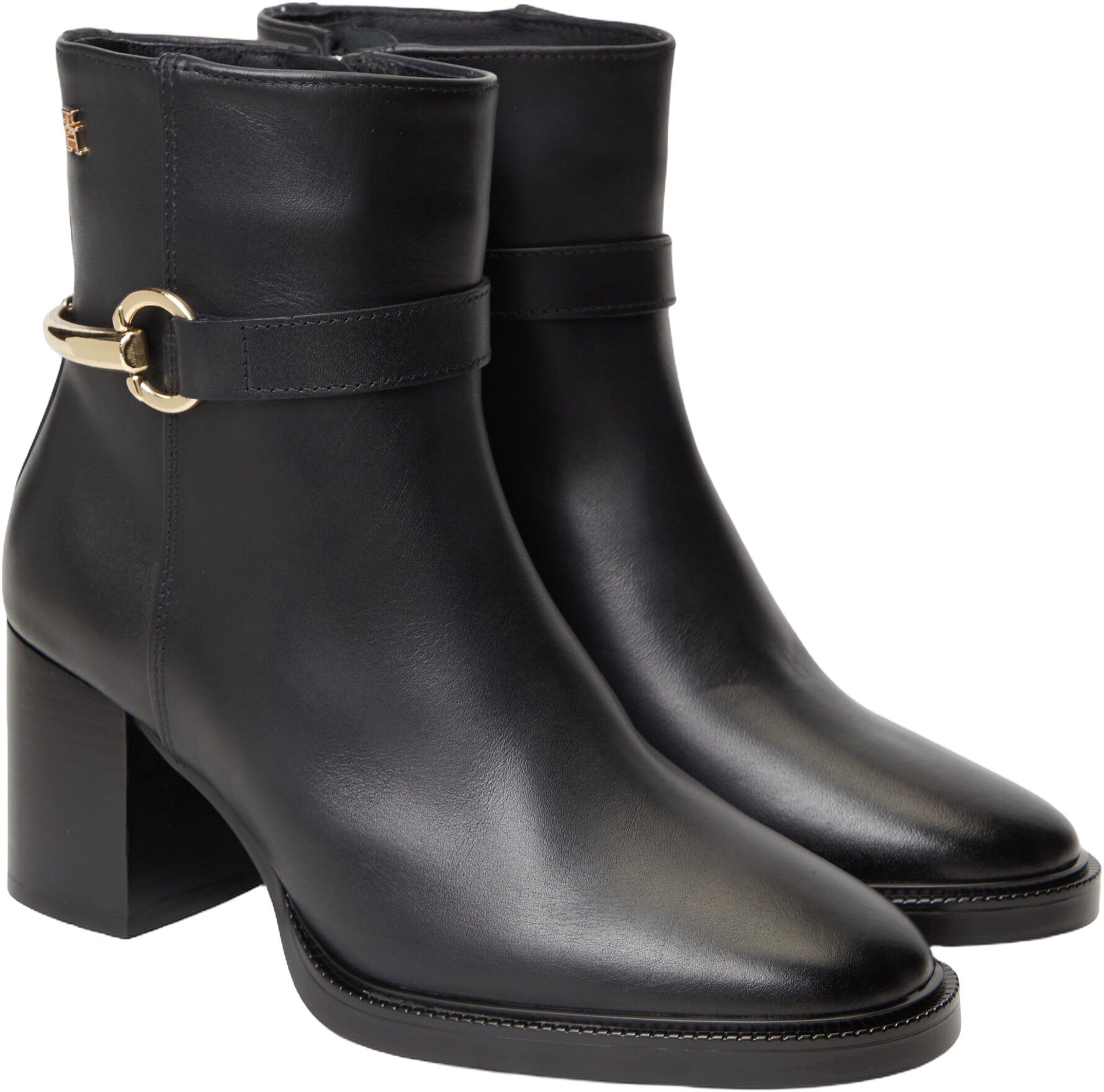Block Heel Leather Riding Ankle Boots