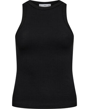 Ribbed cotton-blend top