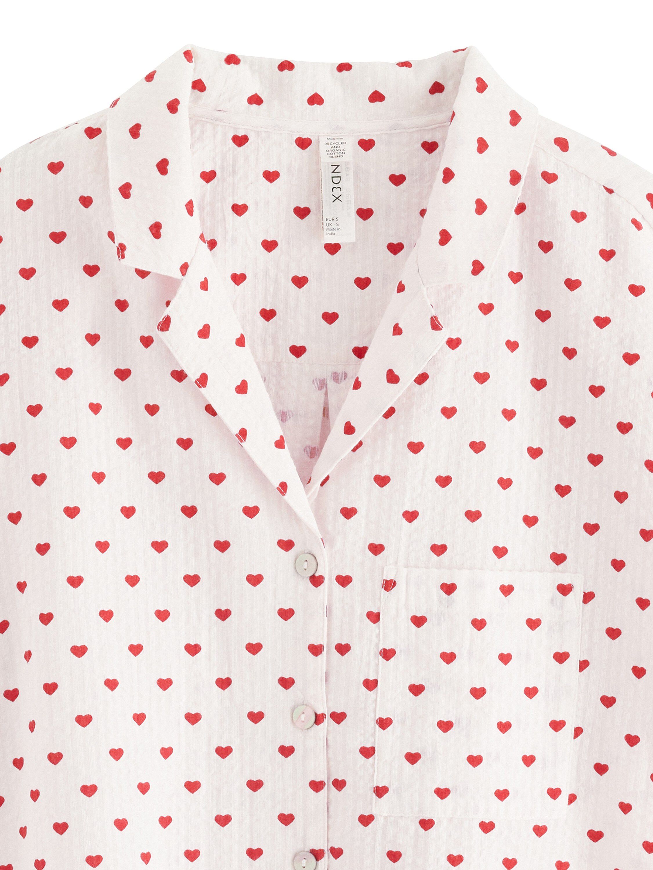 Pyjama shirt in seersucker with lon