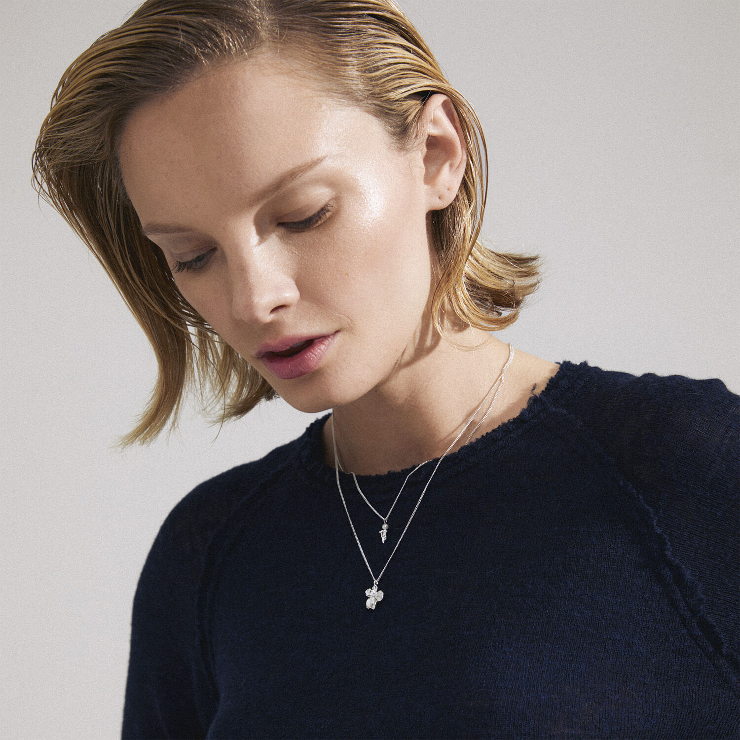 ZHURI recycled necklace 2-in-1 set silver-plated