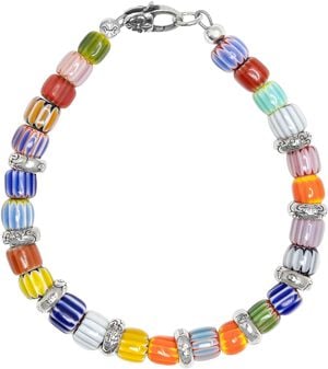 Men's Sterling Silver Bracelet with Nepalese Lampwork Beads
