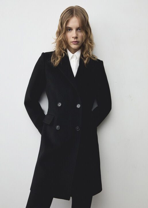 Double-breasted wool coat
