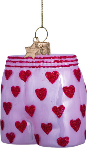 Ornament glas lyserøde boxershorts H7,5cm