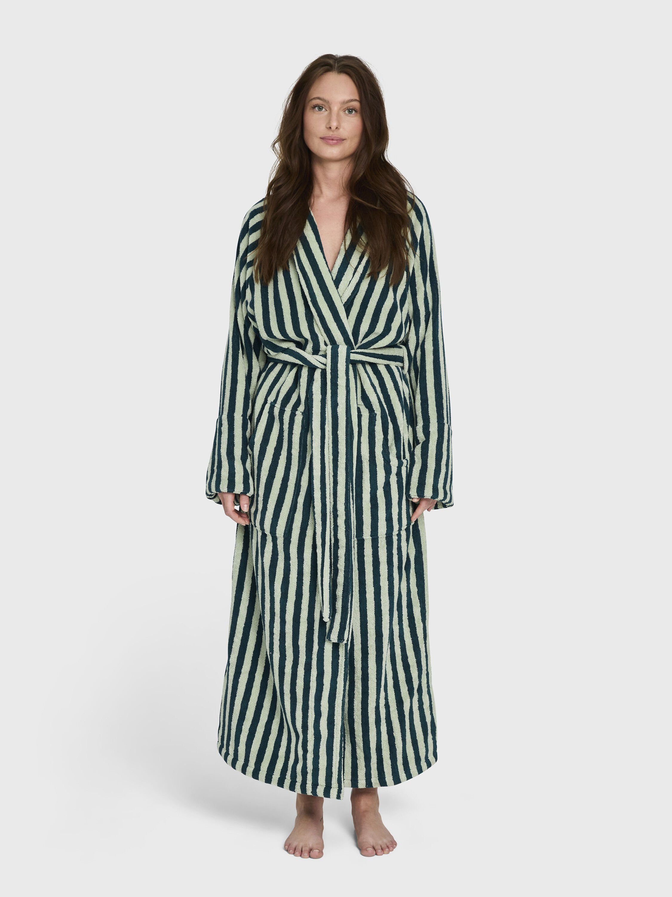 Naram Bathrobe - seafoam & deep teal