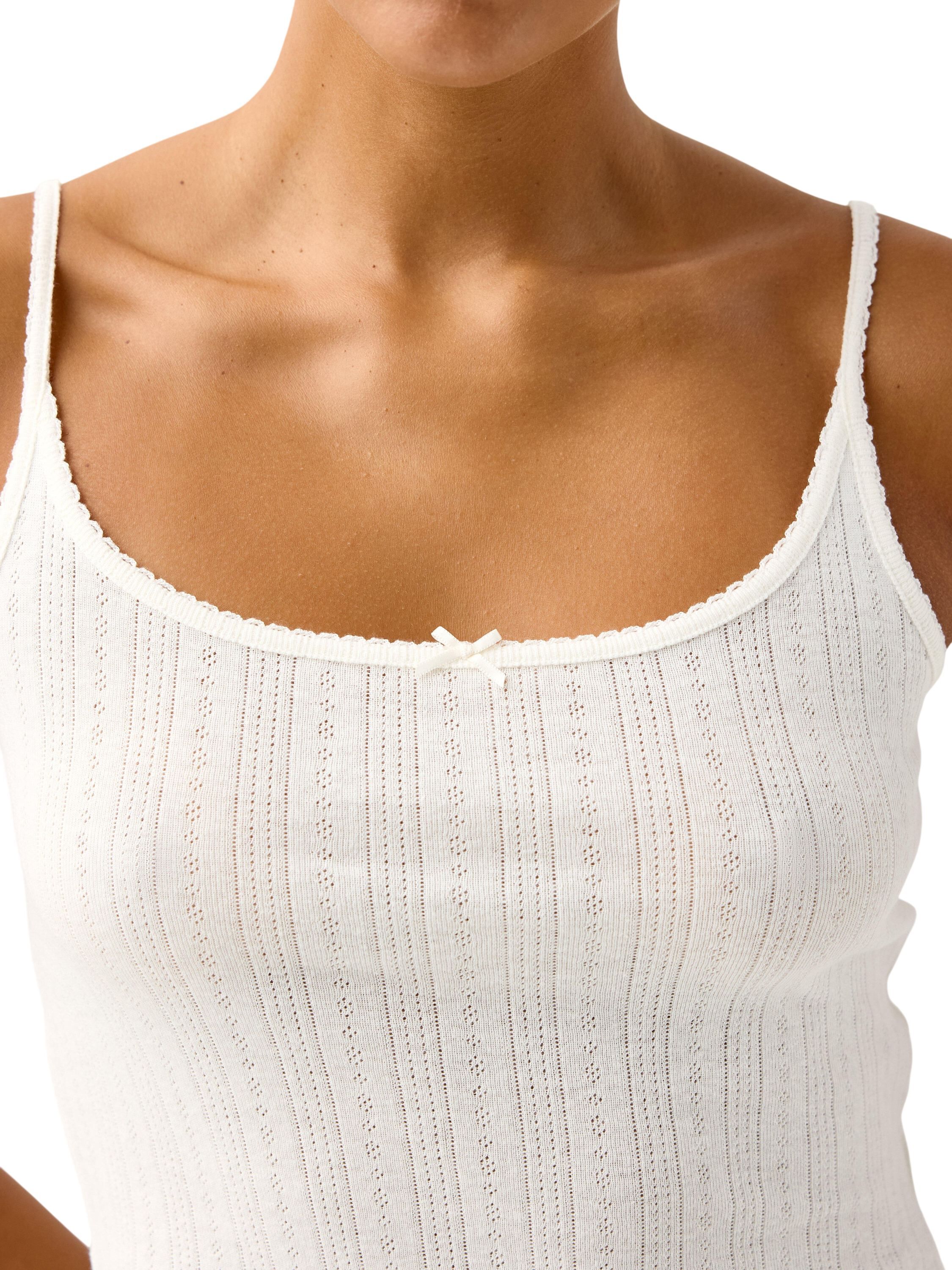 Pyjama top in soft cotton pointelle