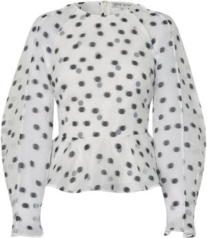 2460 Dotted Organza, Sheer Peplum Top