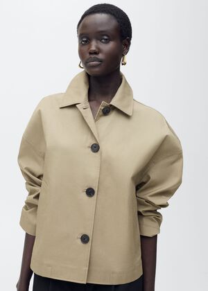 Straight cotton jacket with buttons