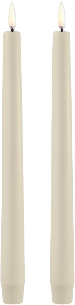 LED taper candle, Oyster Grey, Smooth, 2-pack, 2,3x25 cm