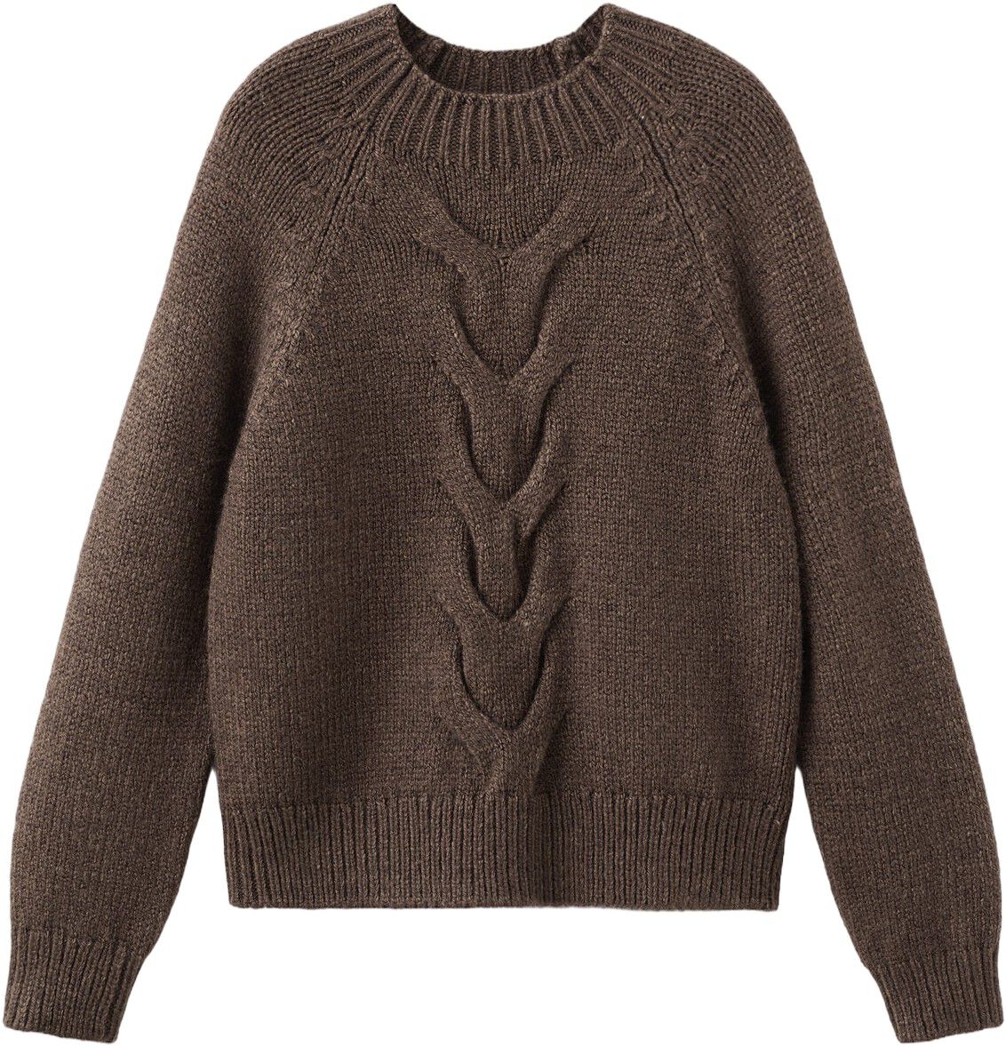 Braided sweater with perkins neck