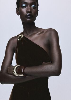 Velvet jumpsuit with metallic detai