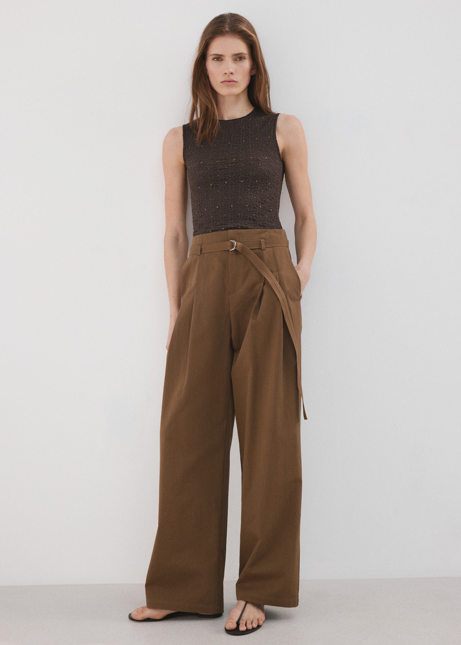 Wide strap glitter top