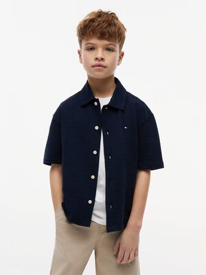 Relaxed Fit Seersucker Short Sleeve Shirt